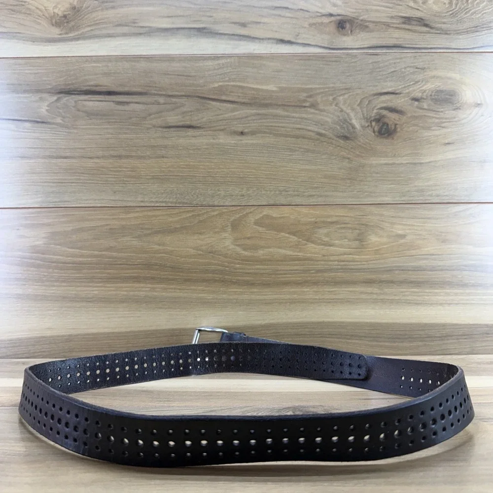 Martin Dingman Mens Belt 40 Dark Brown Bridle Leather Perf Business Casual Italy